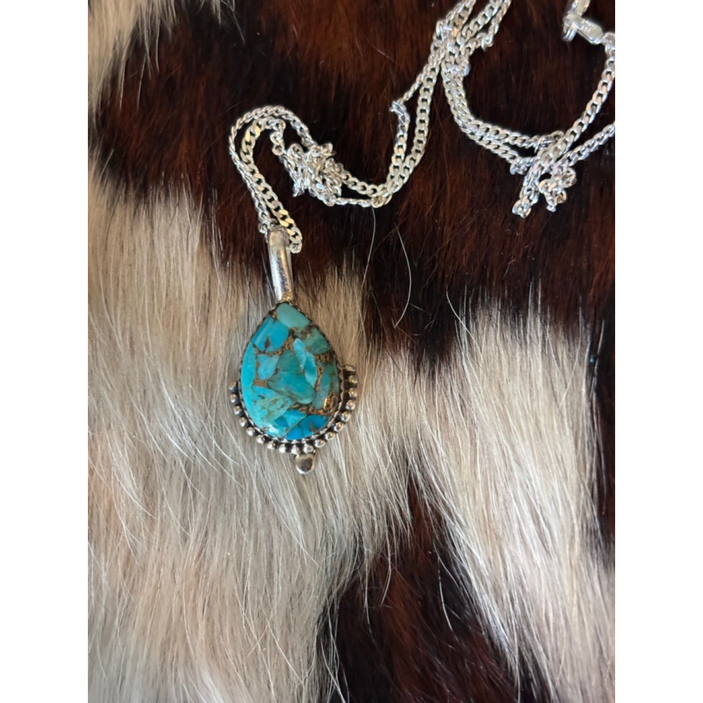 Women's Unbranded Turquoise Silver Pendant Necklace One Size - Picture 7 of 8